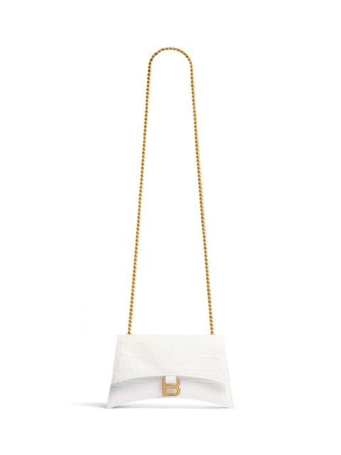 BALENCIAGA Women's Crush Xs Chain Bag Crocodile Embossed in Optic White