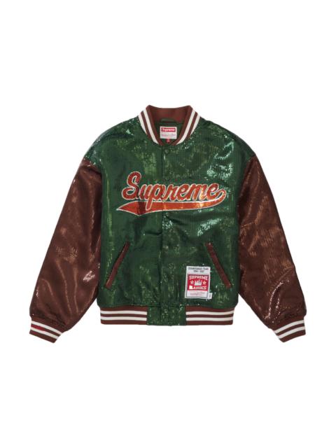 Supreme Mitchell & Ness Sequin Varsity Jacket Green