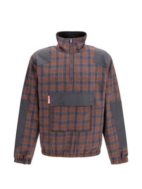 GR10K check-pattern half-zip sweatshirt