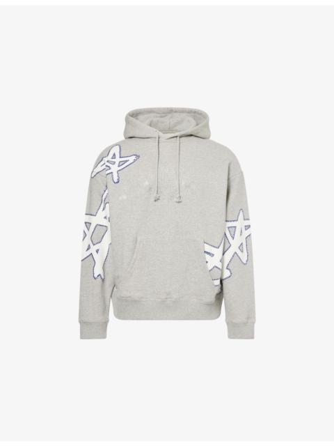 AWAKE NY Rhinestone Kangaroo-Pocket Cotton-Jersey Hoody