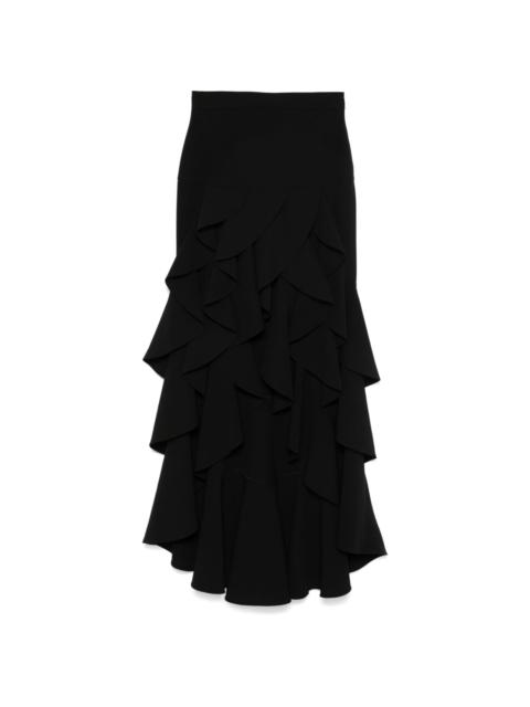 ruffled midi skirt