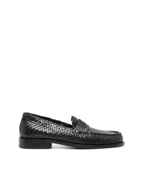 interwoven-design leather loafers