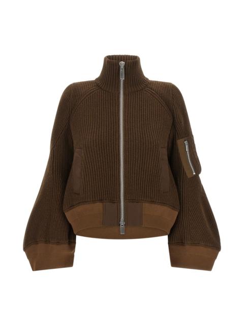 sacai 'Nylon Twill X Wool Knit' Blouson