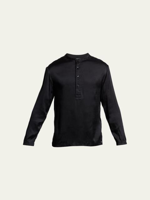 TOM FORD Men's Silk Henley Pajama Shirt