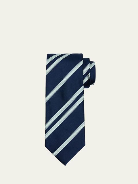 Brioni Men's Herringbone Stripe Jacquard Silk Tie