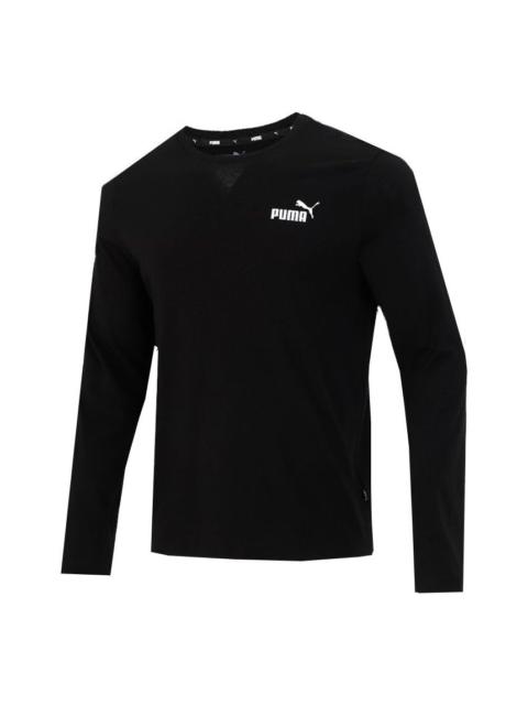 PUMA PUMA Logo Print Training Sports Breathable Round Neck Long sleeve T Shirt Men s Black 589027-01