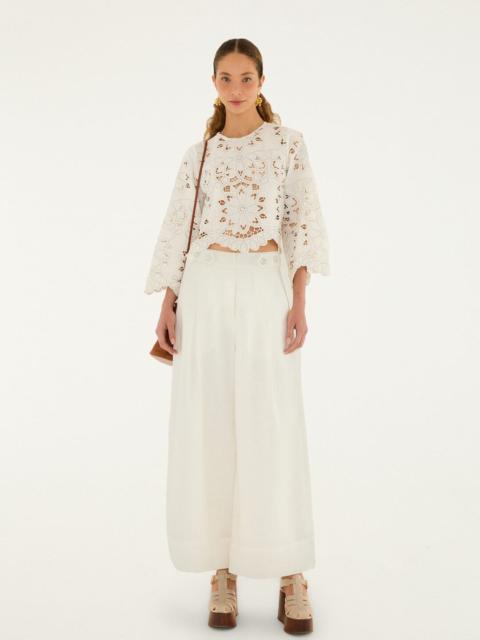 FARM RIO Off-White High Waisted Euroflax Premium Linen Pants