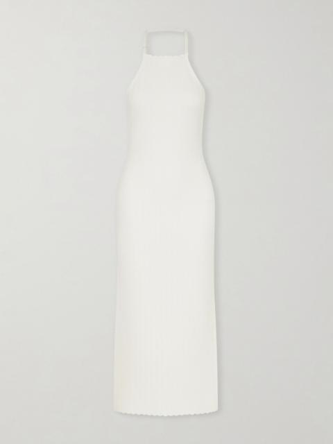 JACQUEMUS Tablier midi knit dress Off-white