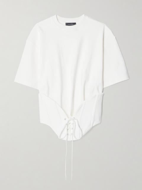 MUGLER Lace-up Stretch-crepe And Cotton-jersey T-shirt