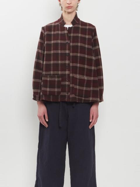 Bergfabel Jenny Wool-Cashmere Check Shirt — Bordeaux Check