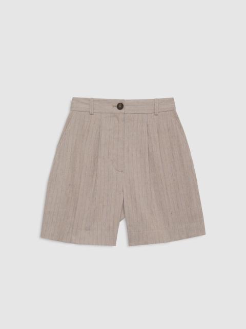 ANINE BING Brice Short - Taupe And Blue Pinstripe