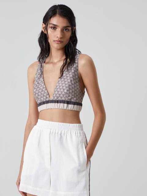 Brunello Cucinelli Starburst flower silk pongee bralette top