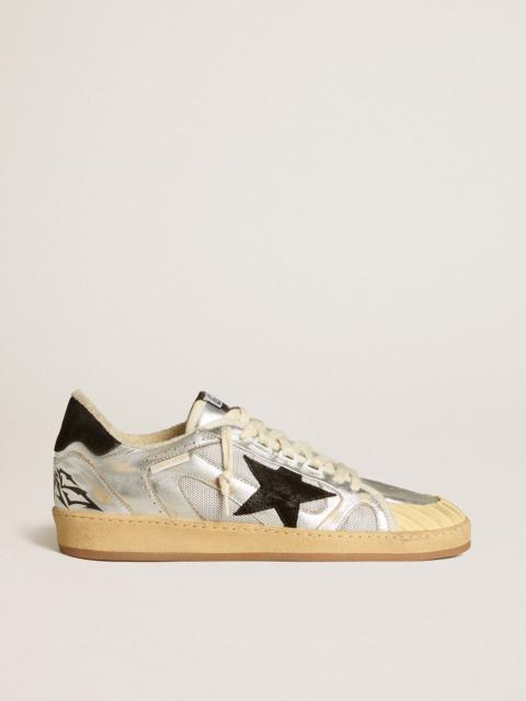 Ball Star LAB in silver leather with black suede star and heel tab