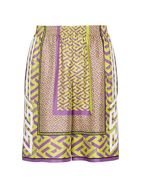 VERSACE La Greca Logo Silk Twill Basketball Shorts