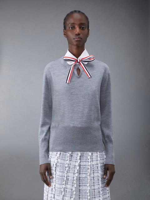 Thom Browne Wool Jersey Organza Collar Crew Neck Pullover Combo Shirt