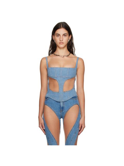MUGLER Blue Illusion Denim Tank Top