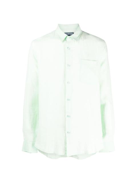 Caroubis long-sleeved linen shirt