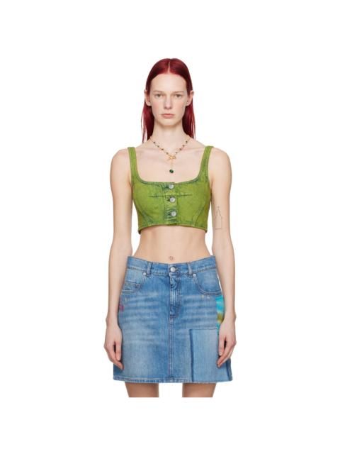 Marni Green Paneled Denim Tank Top