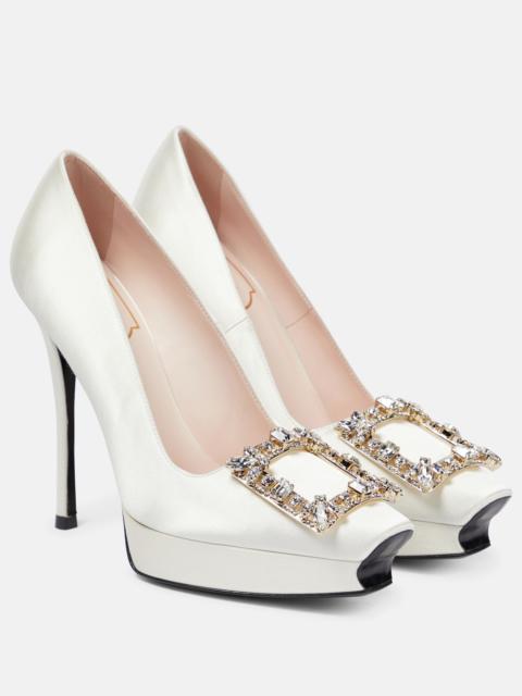 Roger Vivier Flower Strass satin platform pumps