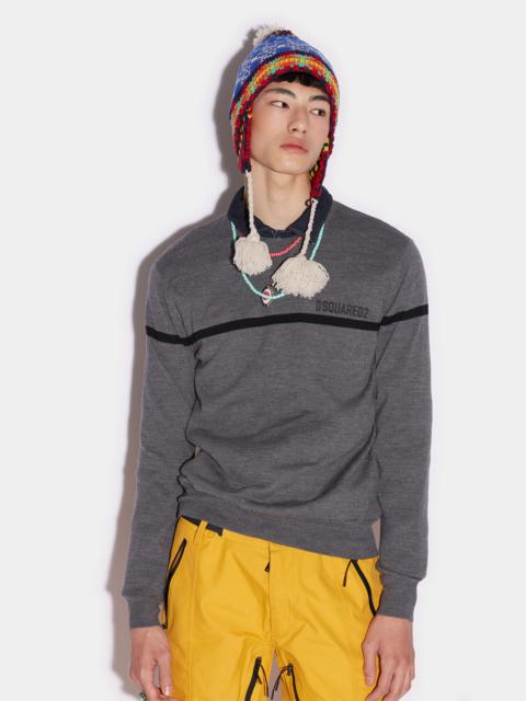 DSQUARED2 로고 자수 모직 점퍼