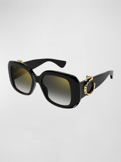 Cartier Panther-C Acetate Square Sunglasses
