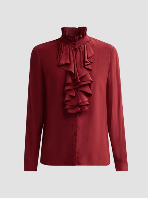NILI LOTAN Women's Lily Silk Ruffle Blouse - Crimson