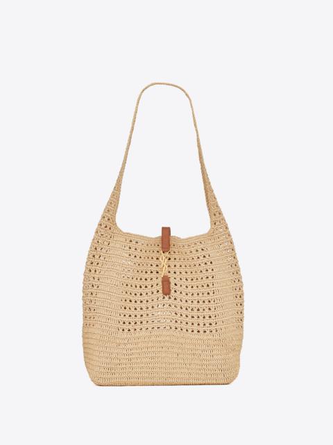 hobo raffia bag in crochet and smooth leather