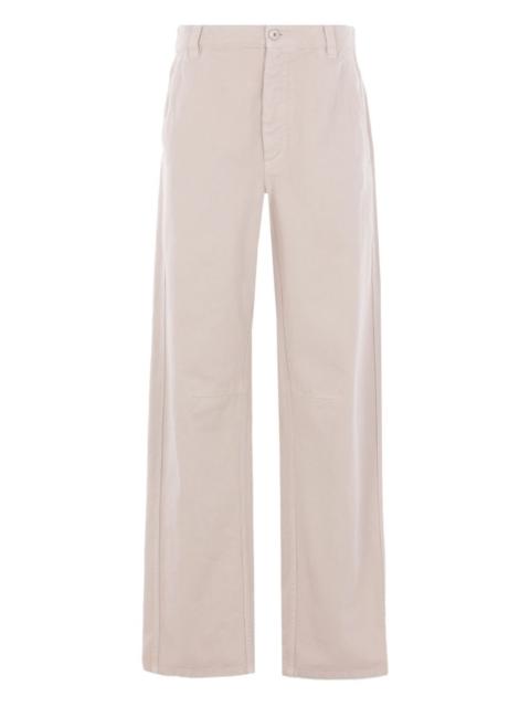 Brunello Cucinelli button-zip logo-patch trousers