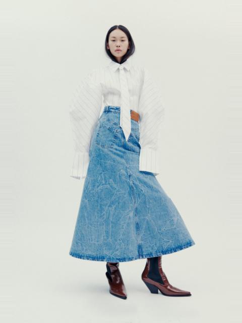 A.W.A.K.E. MODE DENIM SKIRT INDIGO ACID WASH