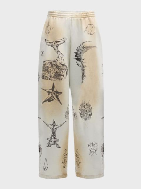 BALENCIAGA Men's Baggy Tat Sweatpants
