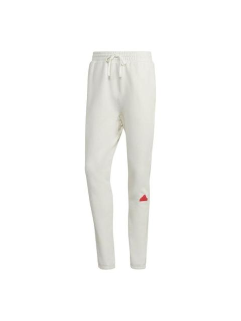 Men's adidas Solid Color Logo Lacing Bundle Feet Sports Pants/Trousers/Joggers Autumn White HG2066