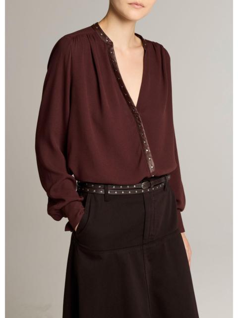 Vince Studded Crepe Long-Sleeve Top