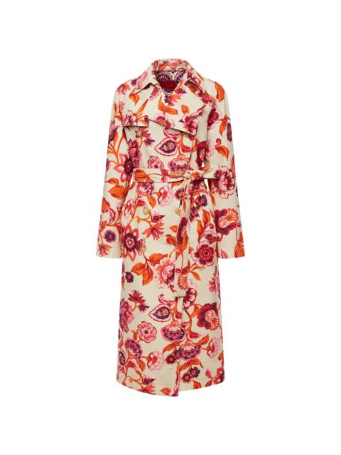 La DoubleJ floral-print cotton trench coat
