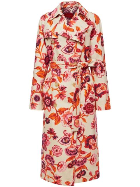 La DoubleJ floral-print cotton trench coat