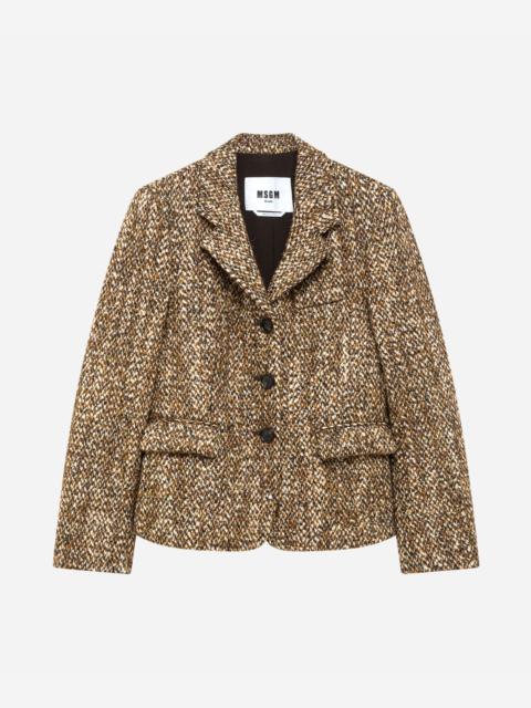 MSGM Single-breasted tweed jacket