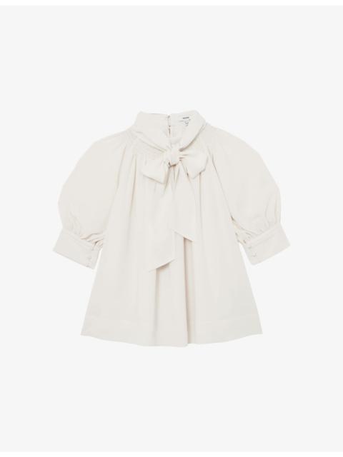 REISS Lerina Tie-Neck Crepe Blouse
