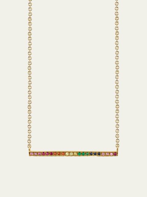 SYDNEY EVAN 14K Rainbow Sapphire Bar Pendant Necklace