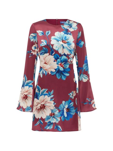 LEO LIN Suzanne Silk Mini Dress burgundy