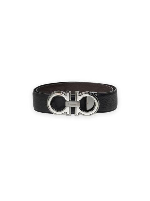 FERRAGAMO FERRAGAMO Black Double Adjustable Reversible Monogram Belt N