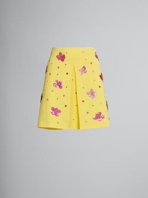 Marni YELLOW CADY MINI SKIRT WITH SEQUINS