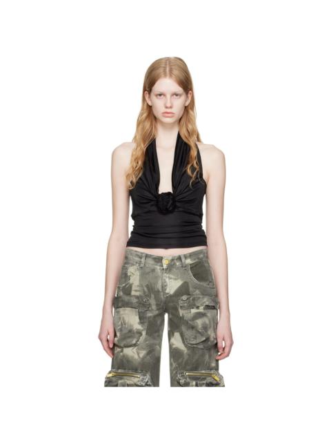 Blumarine Black Appliqué Tank Top