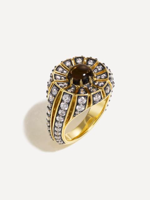 By Pariah 14ct Gold Aurora Smokey Quartz Diamond Cocktail Ring