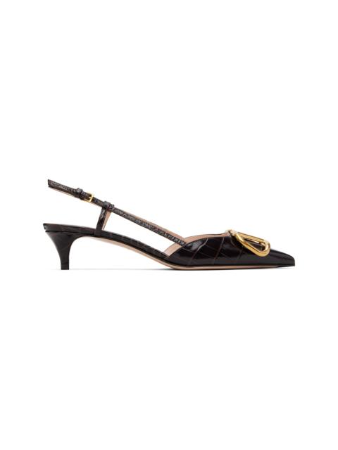 Valentino Brown VLogo Signature Slingback Heels