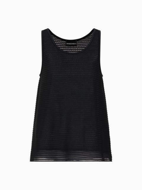 EMPORIO ARMANI Flared top in ottoman-effect jersey