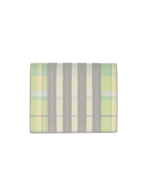 Thom Browne Green & Gray 4-Bar Double Card Holder