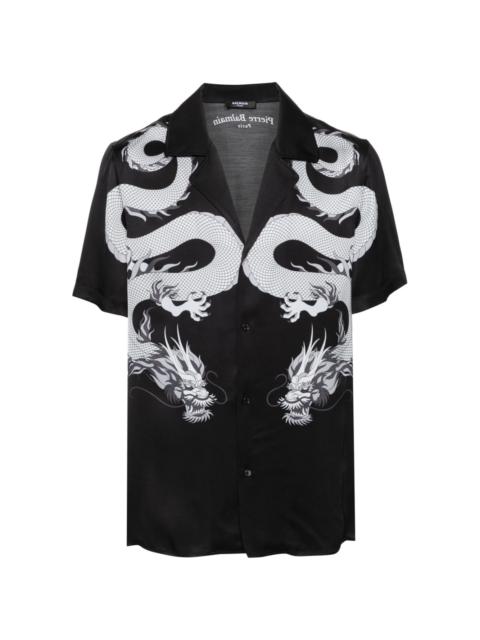 dragon-print satin shirt