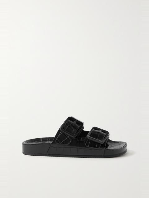 BALENCIAGA Mallorca croc-effect leather slides