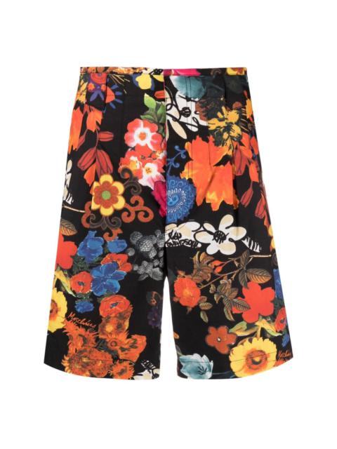 allover floral-print pleated shorts