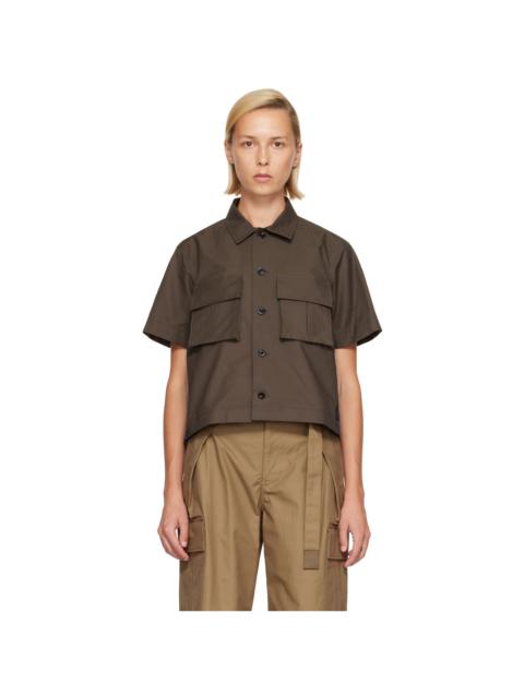 sacai Khaki & Navy Cotton Weather Shirt