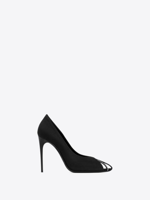 SAINT LAURENT alix pumps in silk satin and rhinestones